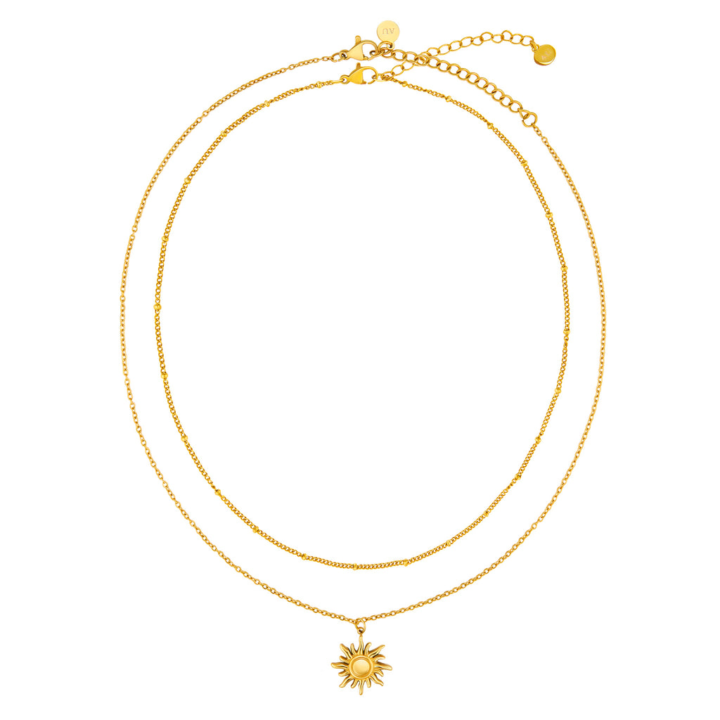 Sonnenzauber Goldkette Damen – Boho-Layering-Set