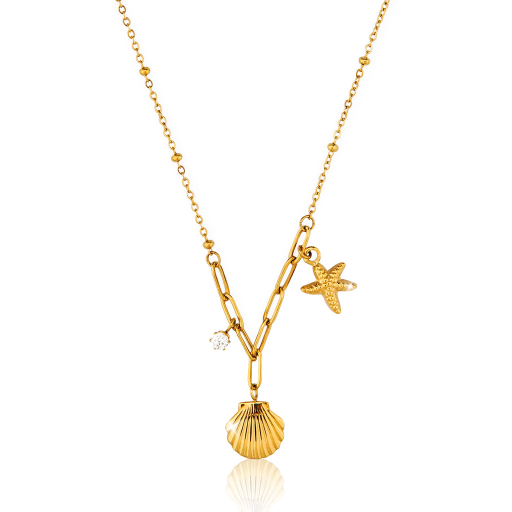 Meereszauber Halskette Damen Gold – 316L Edelstahl, wasserfest