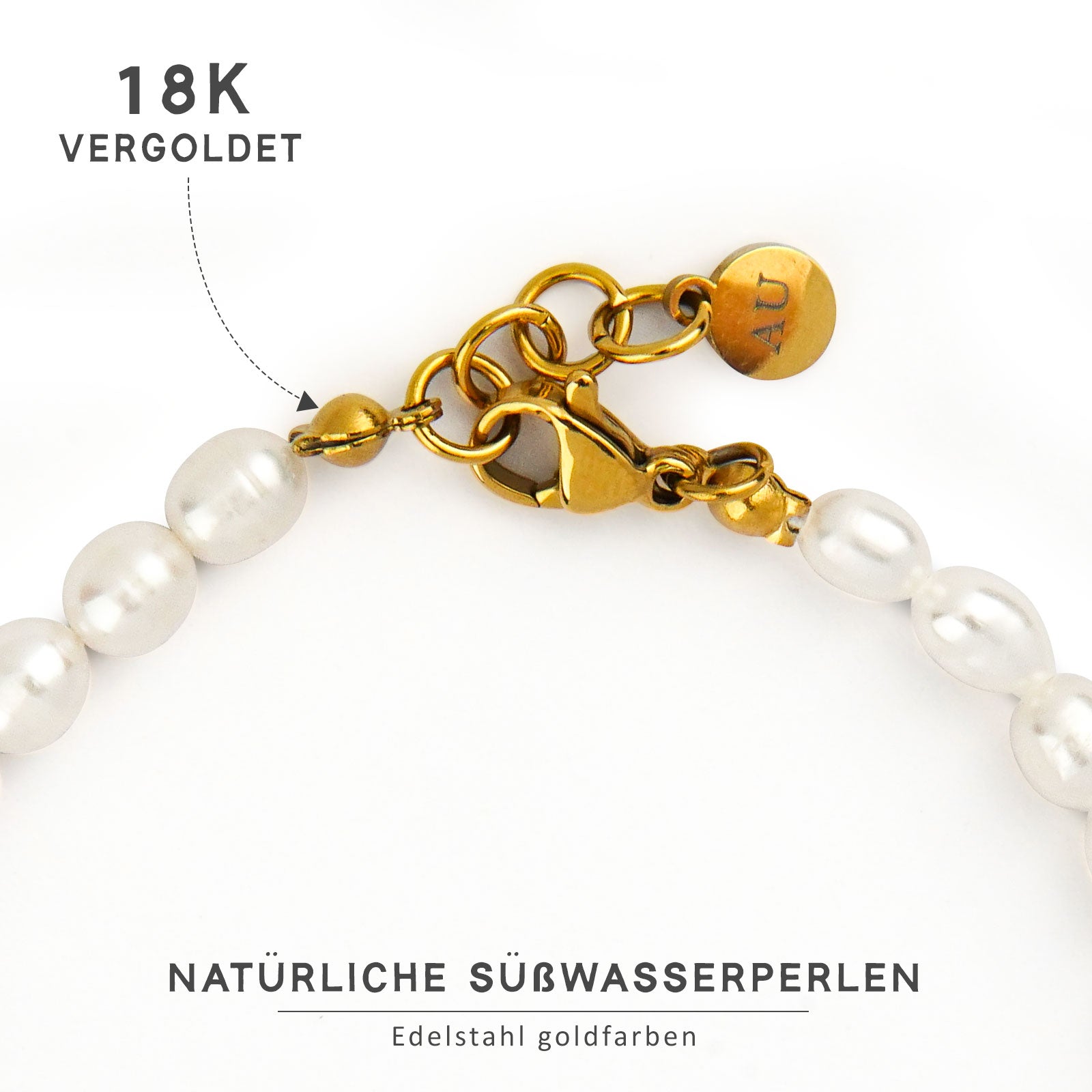 Perlenarmband Damen – Armband Perlen Gold aus Edelstahl 316L