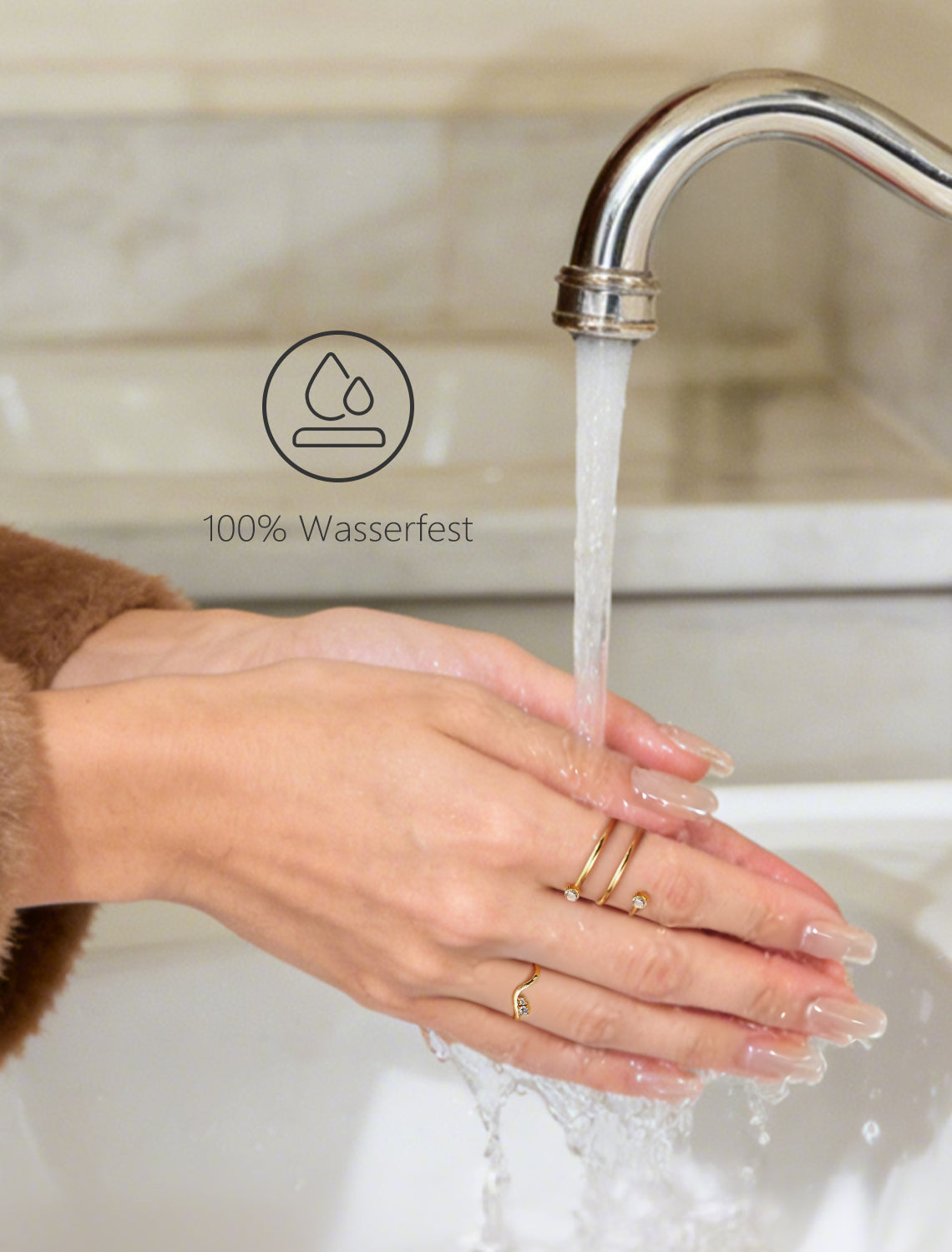 AUMIRELLE-Ring Gold Damen – Edelstahlring vergoldet, wasserfest & farbbeständig, Größe 52 oder 54 mm – Schmuck aus Edelstahl für Frauen