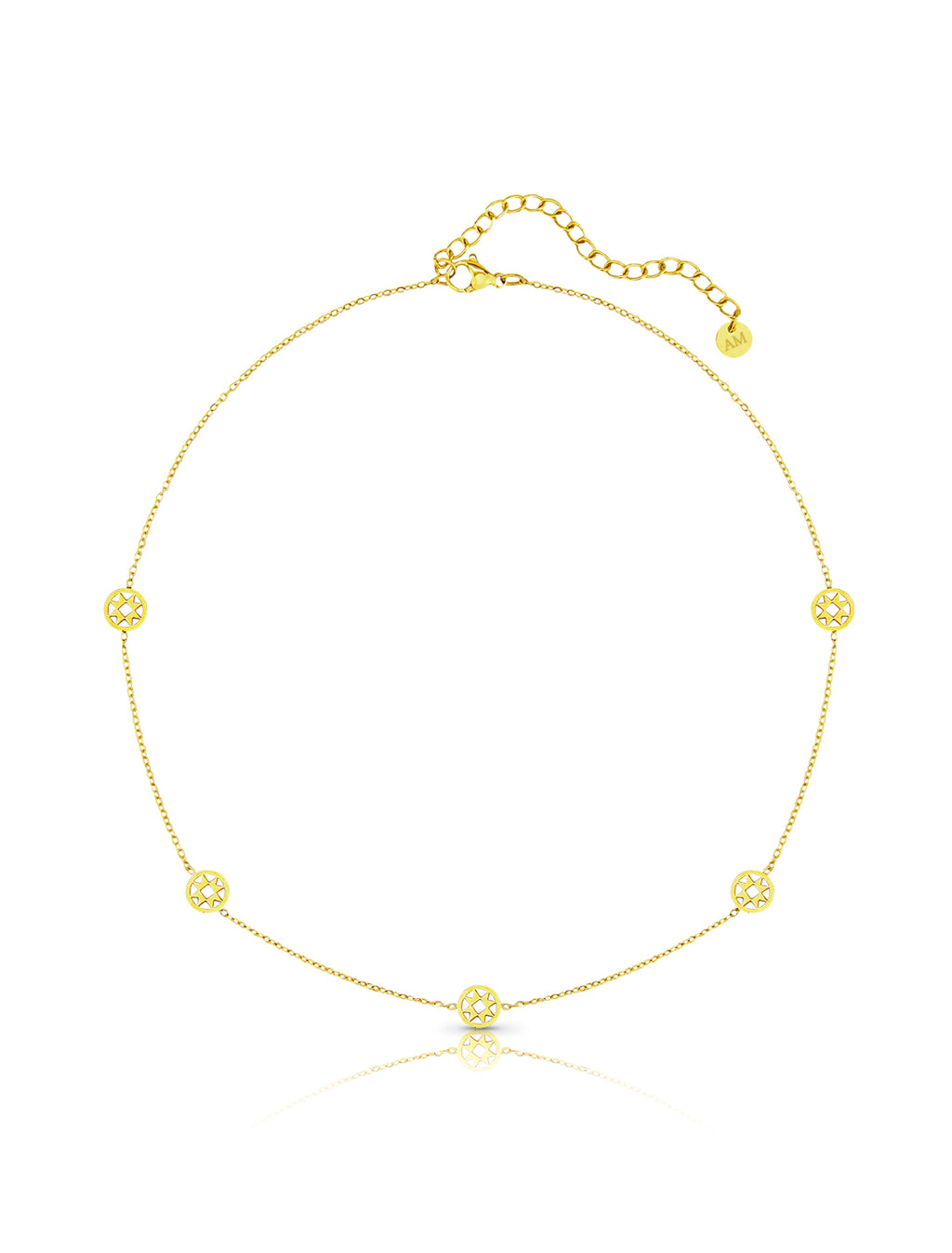 AUMIRELLE Kette Gold Damen – Halskette Damen Gold mit Sonnenmotiv, wasserfest, elegante Goldkette verstellbar 35+8 cm, Damenschmuck als Geschenk für Frauen