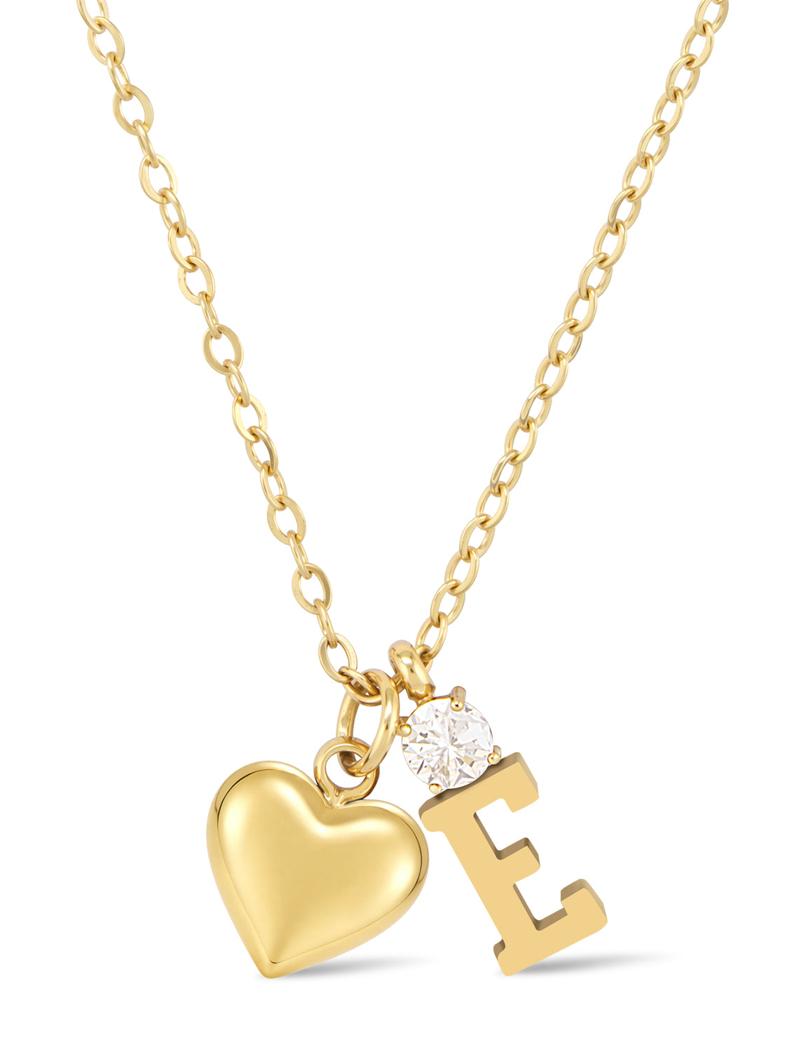 AUMIRELLE-Herz Buchstaben Kette Gold Damen – Goldkette Damen wasserfest aus Edelstahl, verstellbar 40+8 cm – Mit elegantem Herzanhänger & Zirkonia-Buchstabenanhänger – Geschenk für Frauen