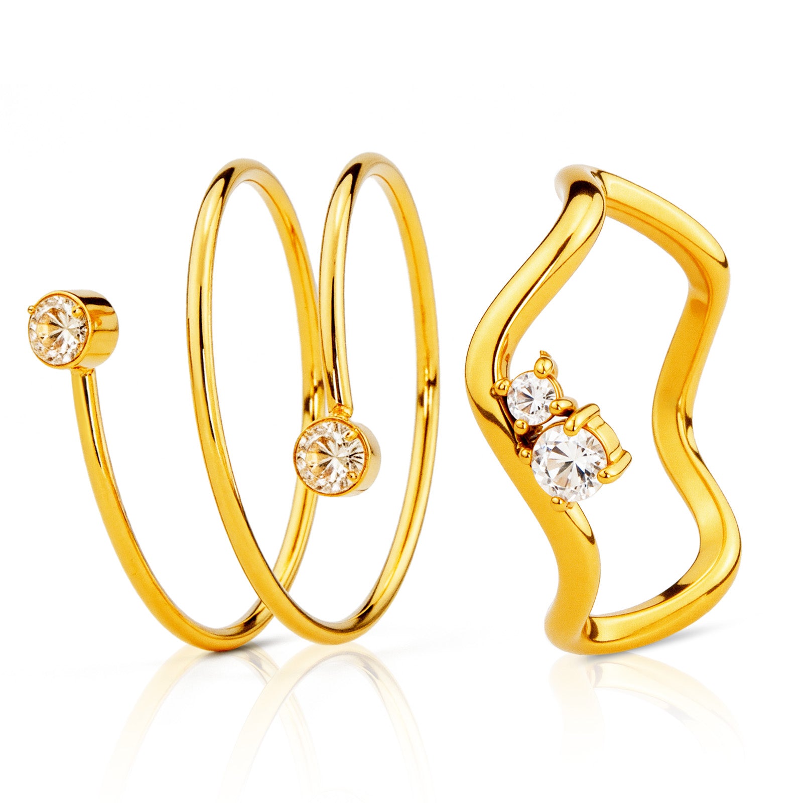 Twin Spark 2er Set – Damen Ringe Gold