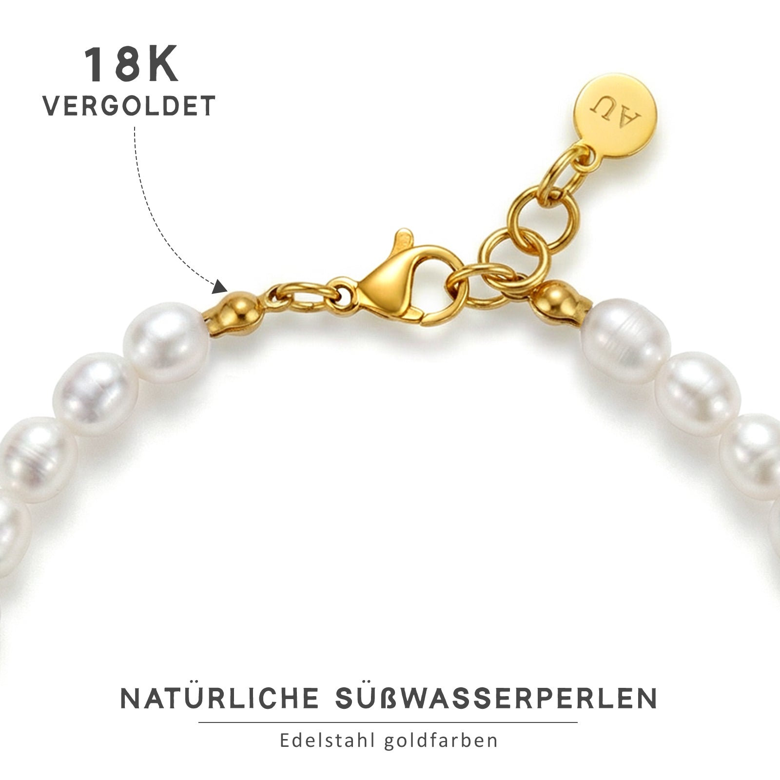 AUMIRELLE-Perlenarmband Damen – Armband Perlen Gold aus Edelstahl 316L